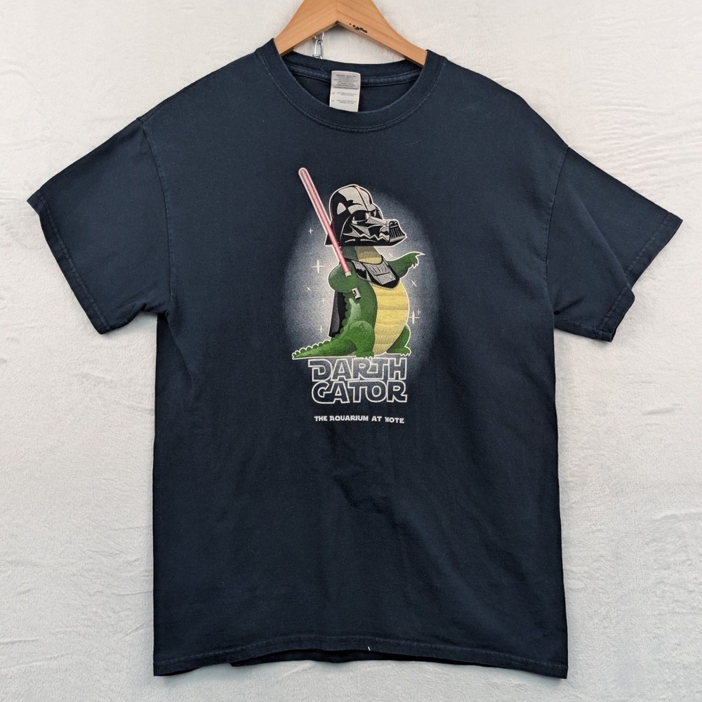 VTG Star Wars T-Shirt Men M Navy Darth Gator Star Wars Parody Aquarium Funny Y2K